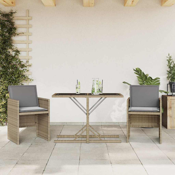 Set bistro cu perne, 3 piese, bej combinat, poliratan - WALTI WALTI