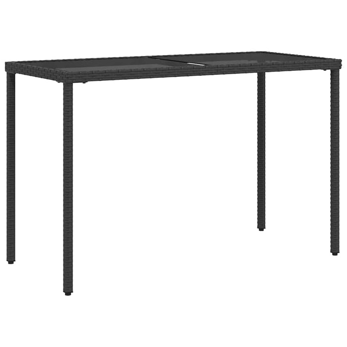 Masă grădină cu blat din sticlă, negru, 115x54x74 cm, poliratan - WALTI WALTI