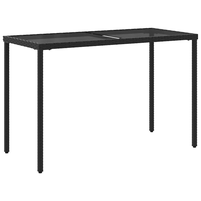 Masă grădină cu blat din sticlă, negru, 115x54x74 cm, poliratan - WALTI WALTI