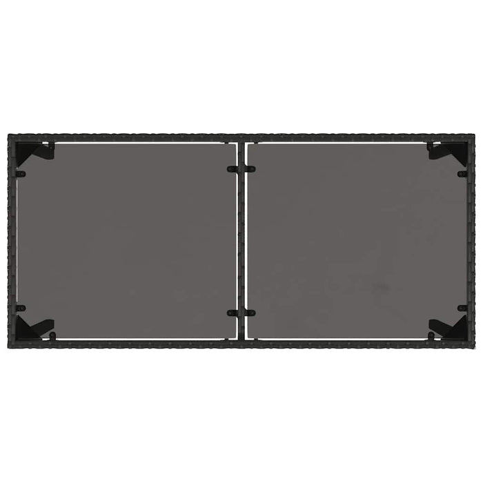 Masă grădină cu blat din sticlă, negru, 115x54x74 cm, poliratan - WALTI WALTI