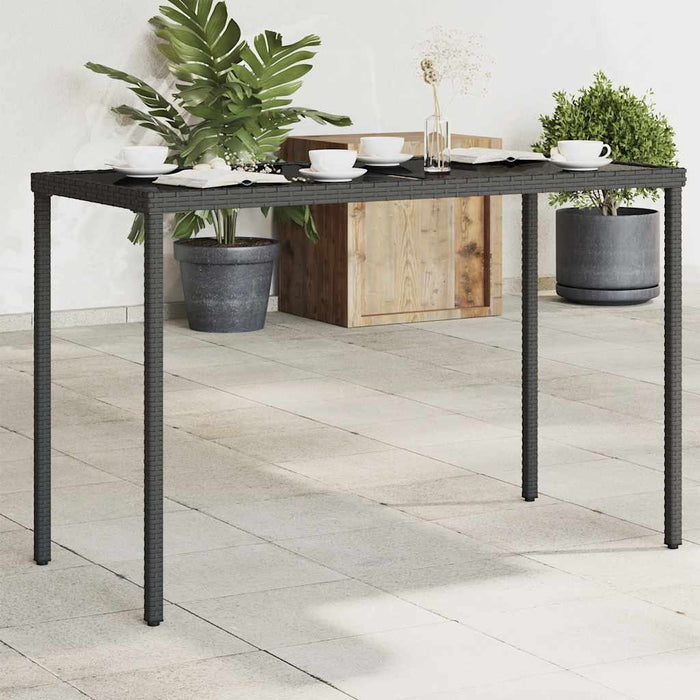 Masă grădină cu blat din sticlă, negru, 115x54x74 cm, poliratan - WALTI WALTI