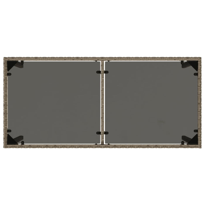 Masă de grădină cu blat din sticlă gri, 115x54x74cm, poliratan - WALTI WALTI