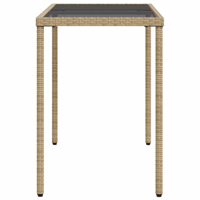 Masă de grădină cu blat din sticlă bej, 115x54x74 cm, poliratan - WALTI WALTI