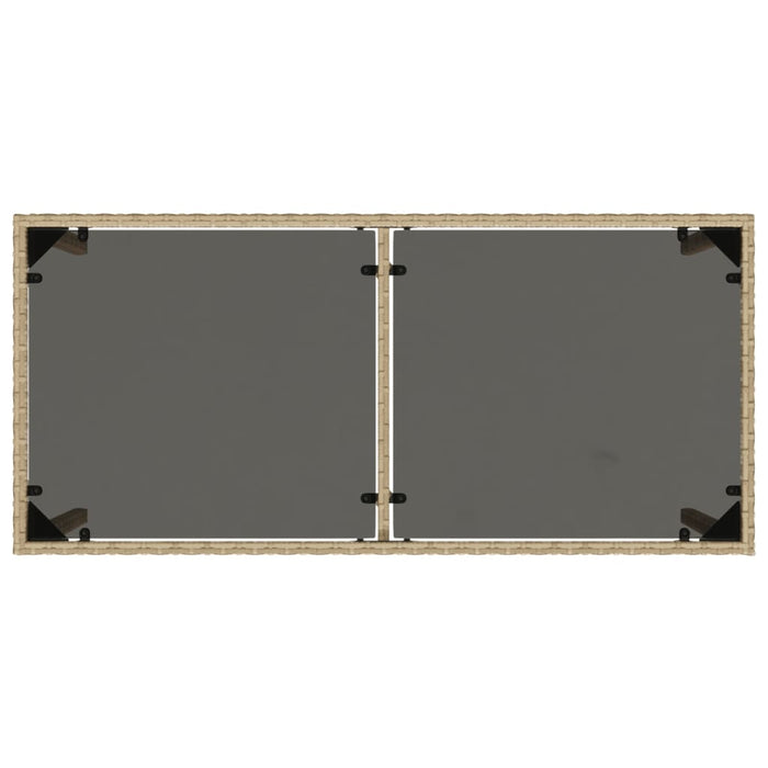 Masă de grădină cu blat din sticlă bej, 115x54x74 cm, poliratan - WALTI WALTI