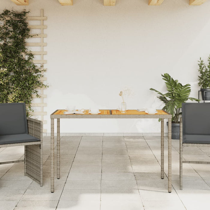 Masă de grădină, blat lemn acacia, gri, 115x54x74 cm, poliratan - WALTI WALTI