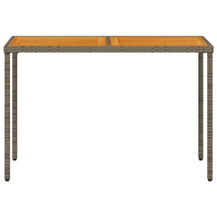 Masă de grădină, blat lemn acacia, gri, 115x54x74 cm, poliratan - WALTI WALTI