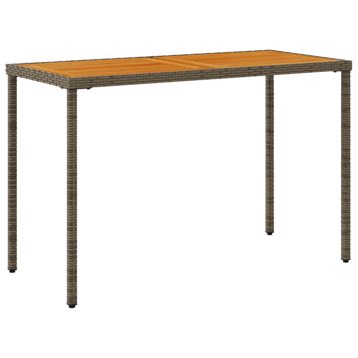 Masă de grădină, blat lemn acacia, gri, 115x54x74 cm, poliratan - WALTI WALTI