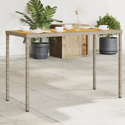 Masă de grădină, blat lemn acacia, gri, 115x54x74 cm, poliratan - WALTI WALTI