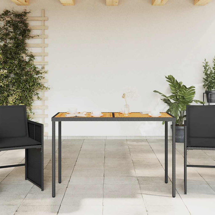 Masă grădină blat din lemn acacia, negru 115x54x74 cm poliratan - WALTI WALTI