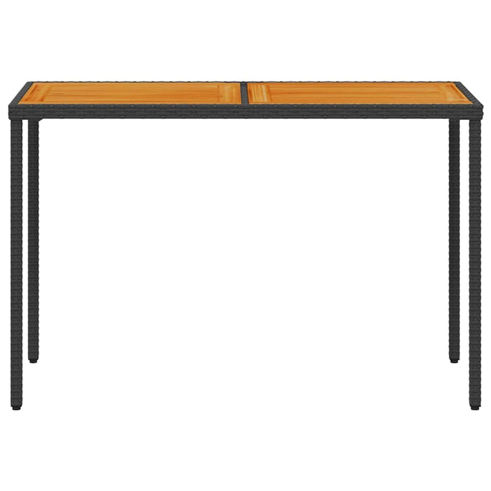 Masă grădină blat din lemn acacia, negru 115x54x74 cm poliratan - WALTI WALTI