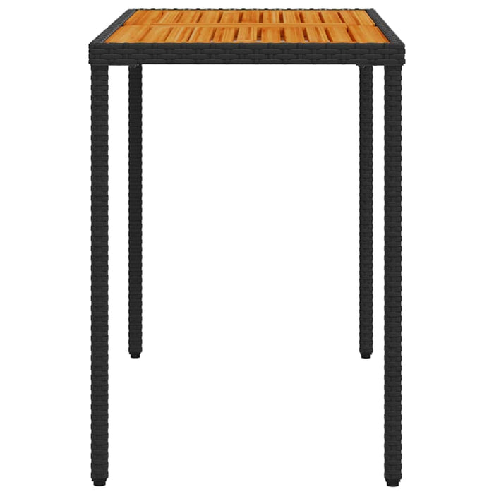 Masă grădină blat din lemn acacia, negru 115x54x74 cm poliratan - WALTI WALTI