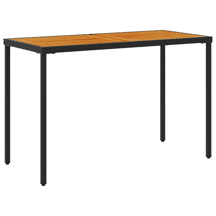 Masă grădină blat din lemn acacia, negru 115x54x74 cm poliratan - WALTI WALTI