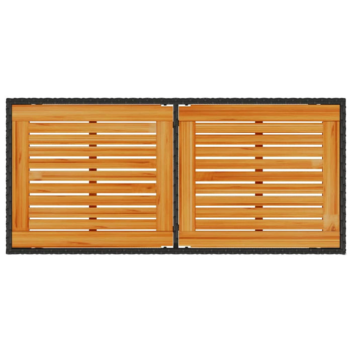 Masă grădină blat din lemn acacia, negru 115x54x74 cm poliratan - WALTI WALTI