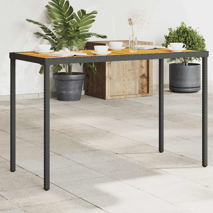 Masă grădină blat din lemn acacia, negru 115x54x74 cm poliratan - WALTI WALTI