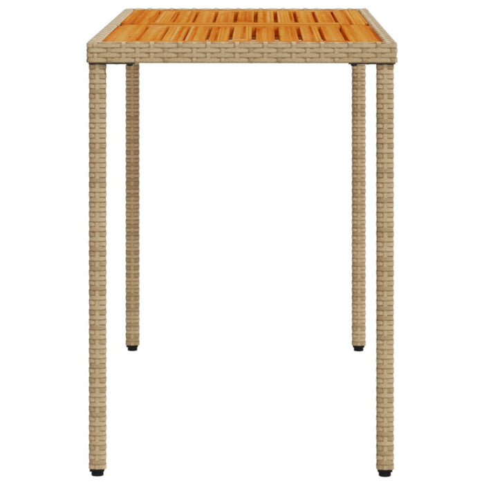 Masă de grădină, blat din lemn acacia, 115x54x74 cm, poliratan - WALTI WALTI