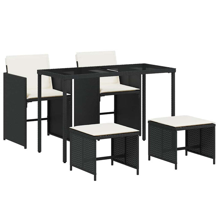 Set mobilier de grădină cu perne, 5 piese, negru, poliratan WALTI