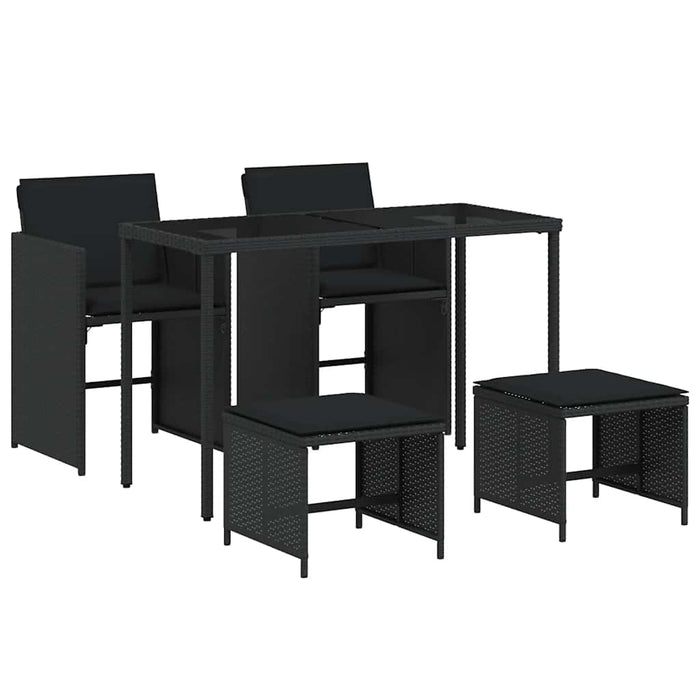 Set mobilier de grădină cu perne, 5 piese, negru, poliratan - WALTI WALTI