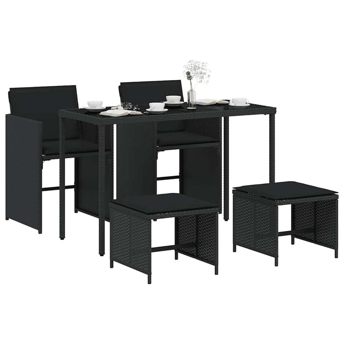 Set mobilier de grădină cu perne, 5 piese, negru, poliratan - WALTI WALTI