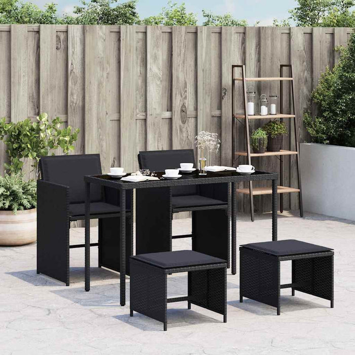 Set mobilier de grădină cu perne, 5 piese, negru, poliratan - WALTI WALTI