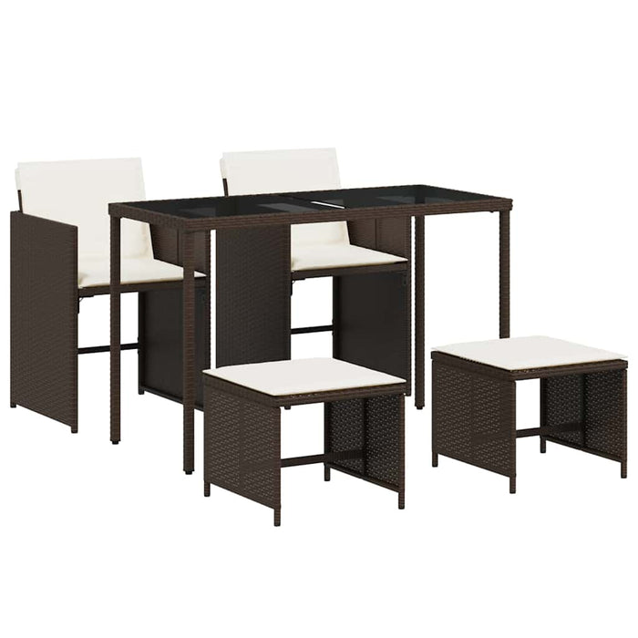 Set mobilier de grădină, 5 piese, cu perne, maro, poliratan - WALTI WALTI