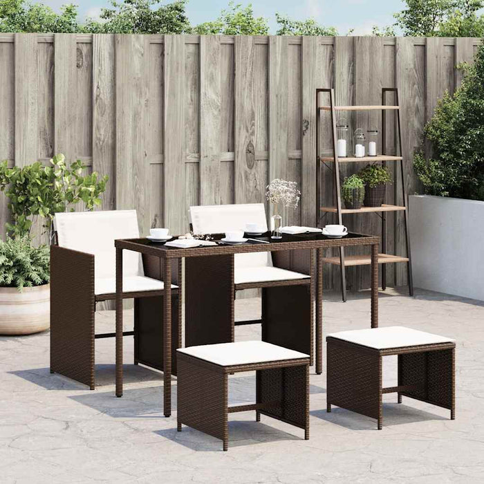 Set mobilier de grădină, 5 piese, cu perne, maro, poliratan - WALTI WALTI
