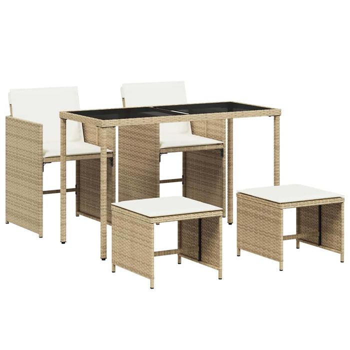 Set mobilier de grădină cu perne, 5 piese, bej, poliratan - WALTI WALTI