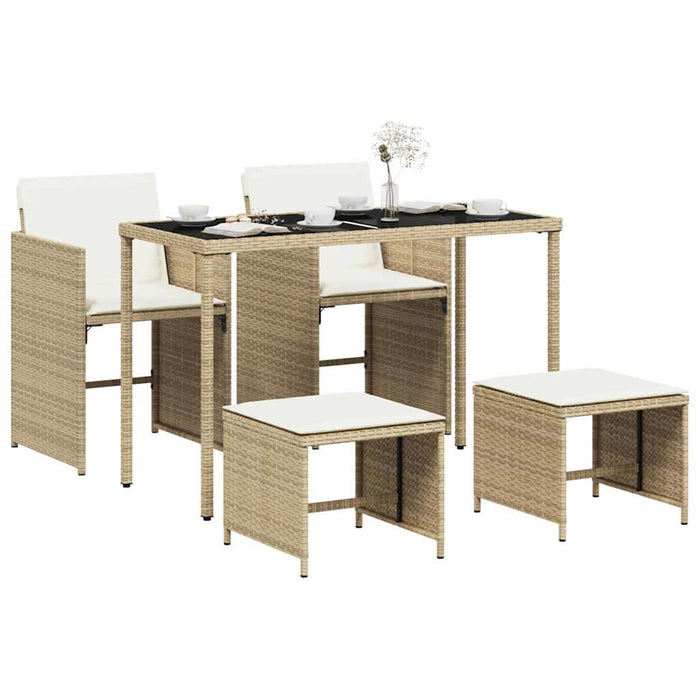 Set mobilier de grădină cu perne, 5 piese, bej, poliratan - WALTI WALTI