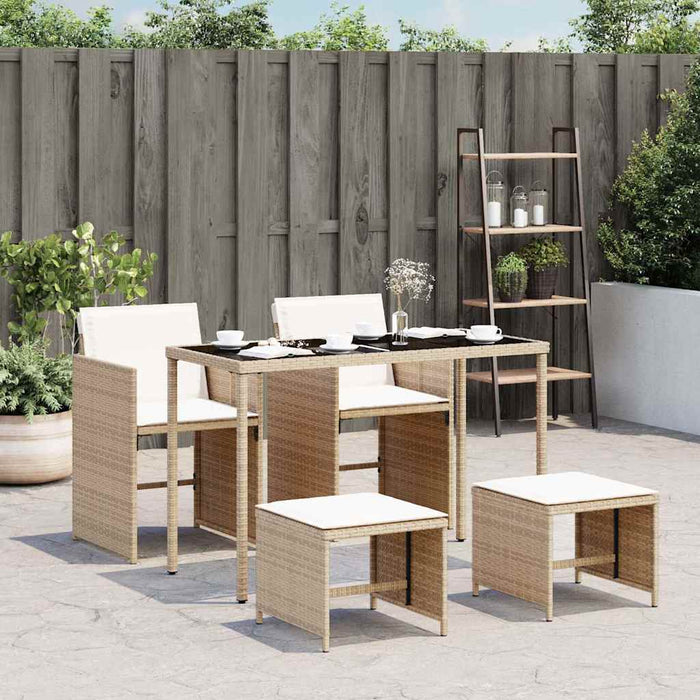 Set mobilier de grădină cu perne, 5 piese, bej, poliratan - WALTI WALTI