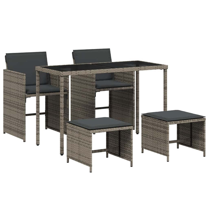 Set mobilier de grădină cu perne, 5 piese, gri, poliratan - WALTI WALTI