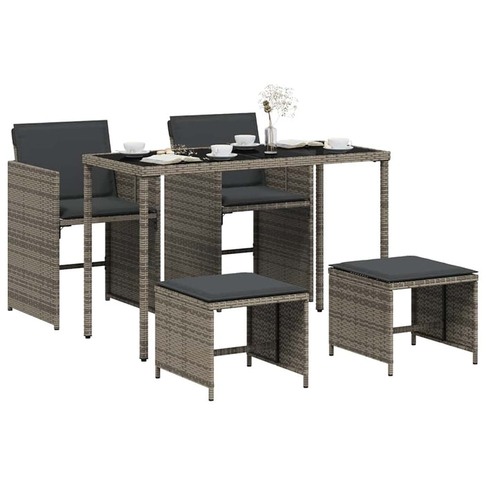 Set mobilier de grădină cu perne, 5 piese, gri, poliratan - WALTI WALTI