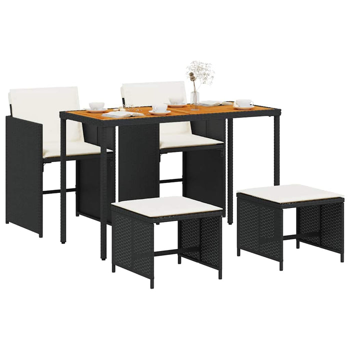 Set mobilier de grădină cu perne, 5 piese, negru, poliratan - WALTI WALTI