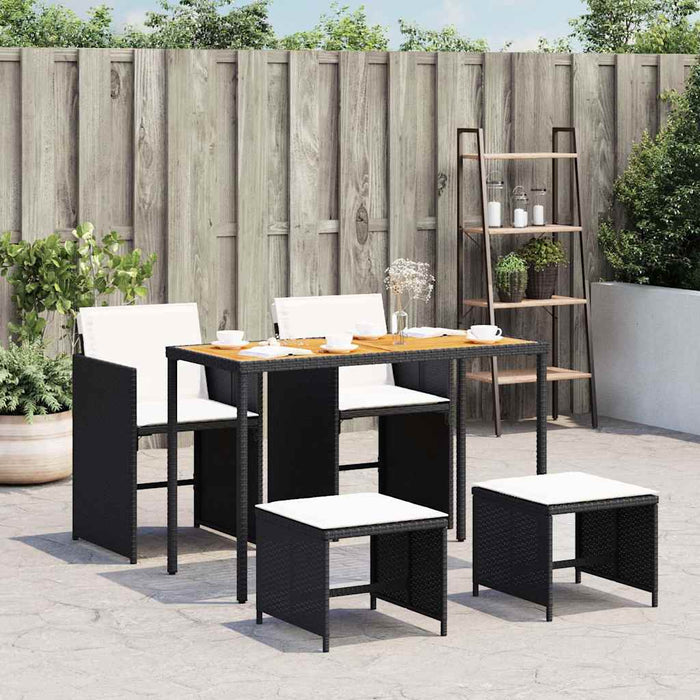 Set mobilier de grădină cu perne, 5 piese, negru, poliratan - WALTI WALTI
