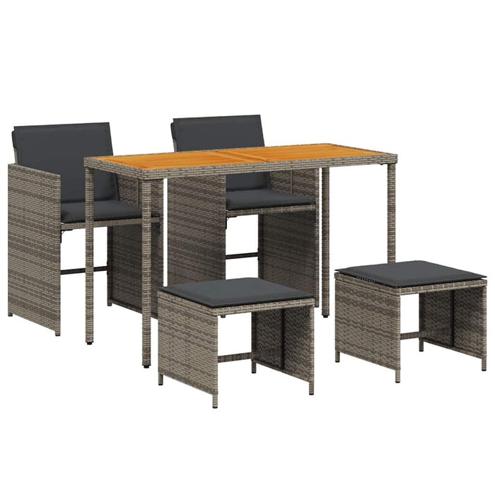 Set mobilier de grădină cu perne, 5 piese, gri, poliratan - WALTI WALTI