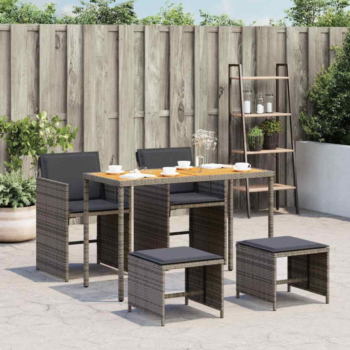 Set mobilier de grădină cu perne, 5 piese, gri, poliratan - WALTI WALTI