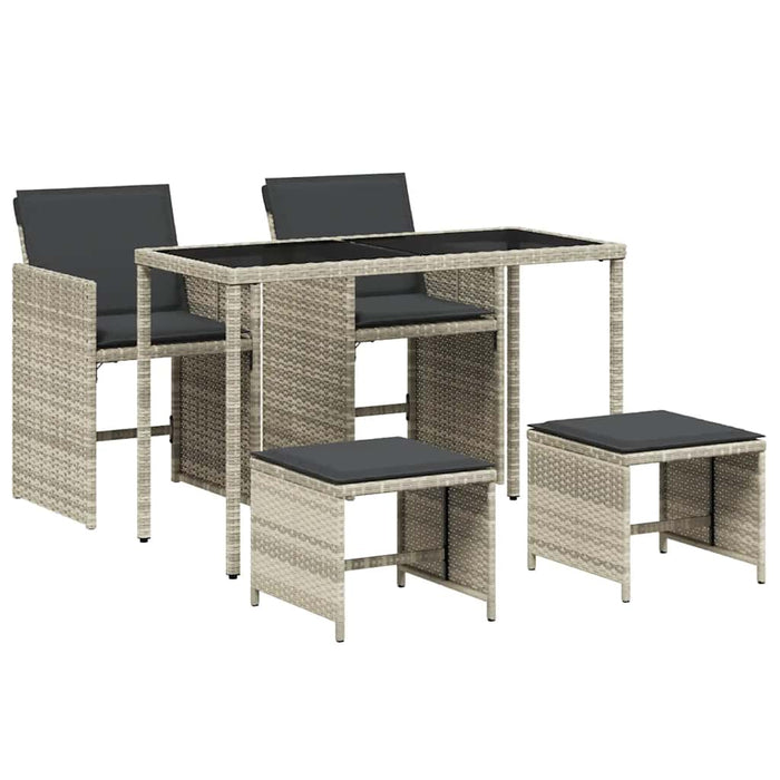 Set mobilier de grădină cu perne, 5 piese gri deschis poliratan - WALTI WALTI