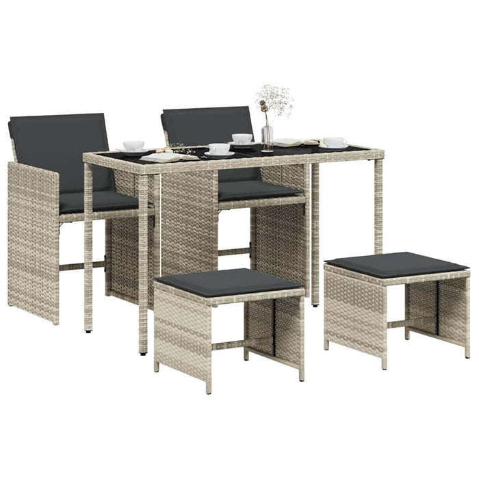Set mobilier de grădină cu perne, 5 piese gri deschis poliratan - WALTI WALTI