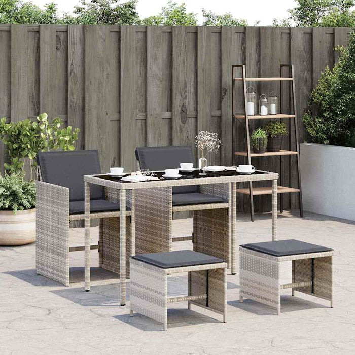Set mobilier de grădină cu perne, 5 piese gri deschis poliratan - WALTI WALTI