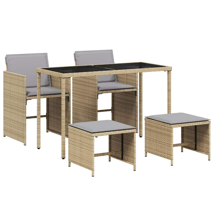 Set mobilier pentru grădină, 5 piese, cu perne, bej, poliratan - WALTI WALTI