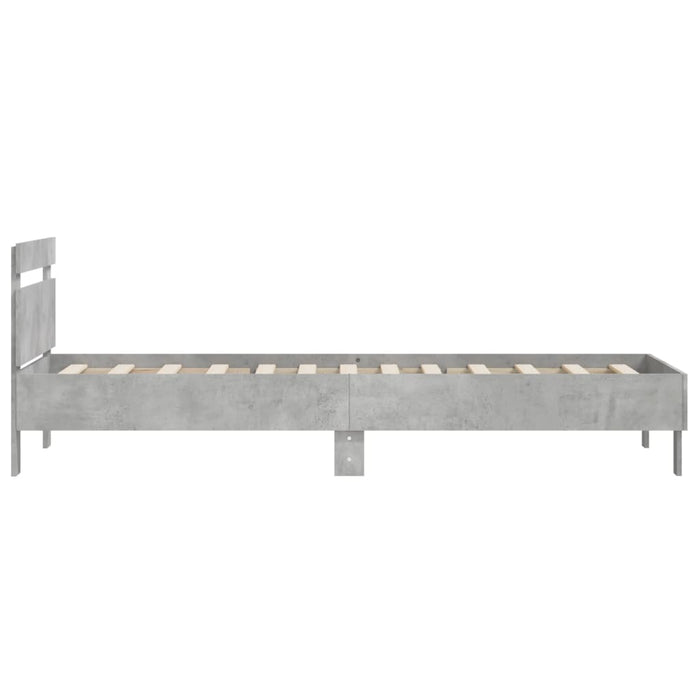 Cadru de pat cu tăblie gri beton 100x200 cm lemn prelucrat - WALTI WALTI