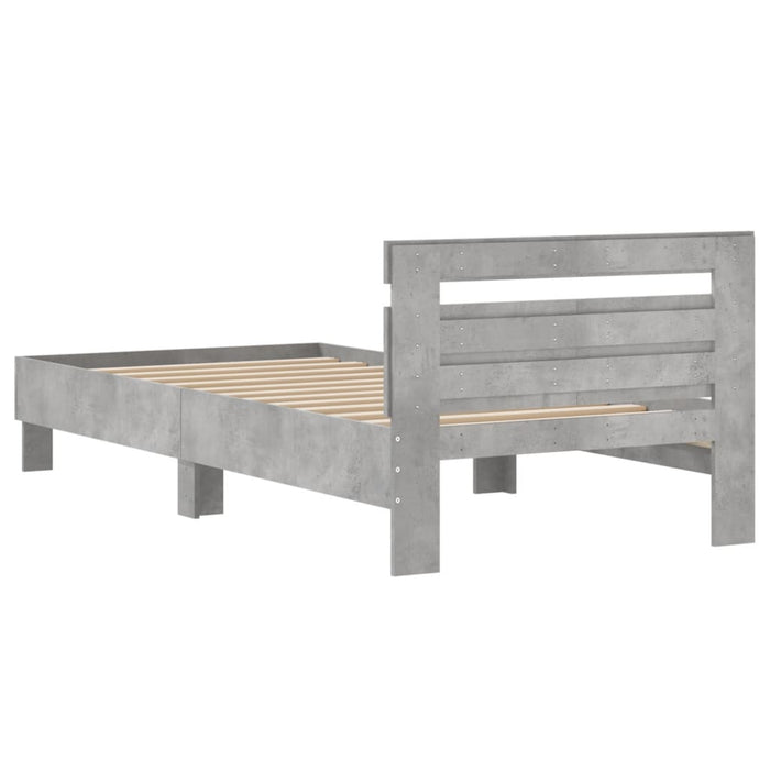 Cadru de pat cu tăblie gri beton 100x200 cm lemn prelucrat - WALTI WALTI