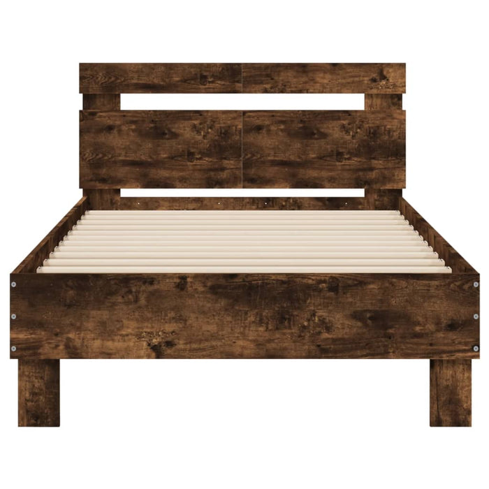 Cadru de pat cu tăblie stejar fumuriu 100x200 cm lemn prelucrat - WALTI WALTI