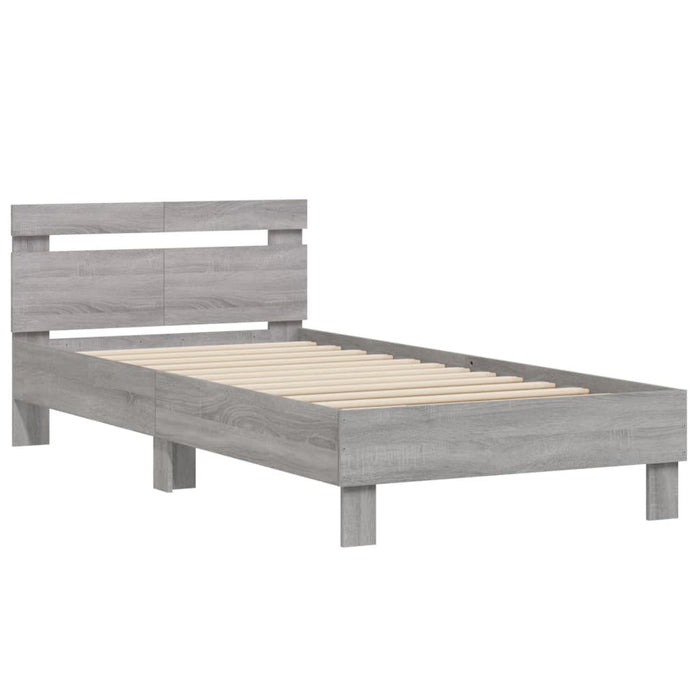 Cadru de pat cu tăblie gri sonoma 100x200 cm lemn prelucrat - WALTI WALTI