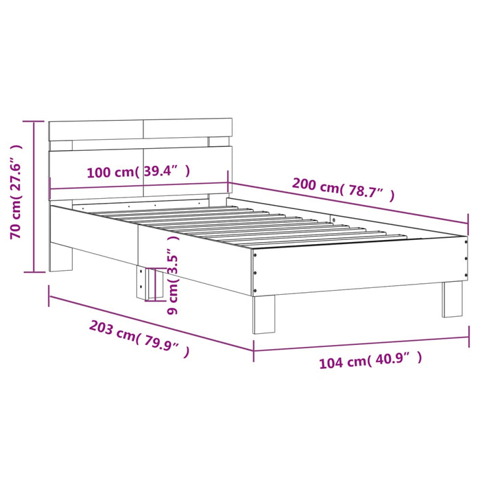 Cadru de pat cu tăblie gri sonoma 100x200 cm lemn prelucrat - WALTI WALTI