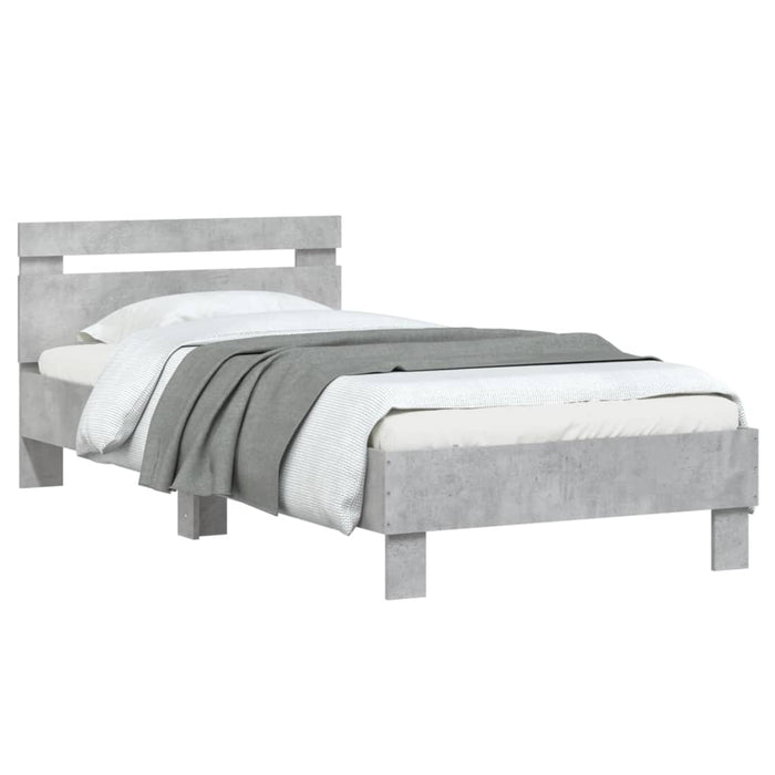 Cadru de pat cu tăblie gri beton 90x200 cm lemn prelucrat - WALTI WALTI