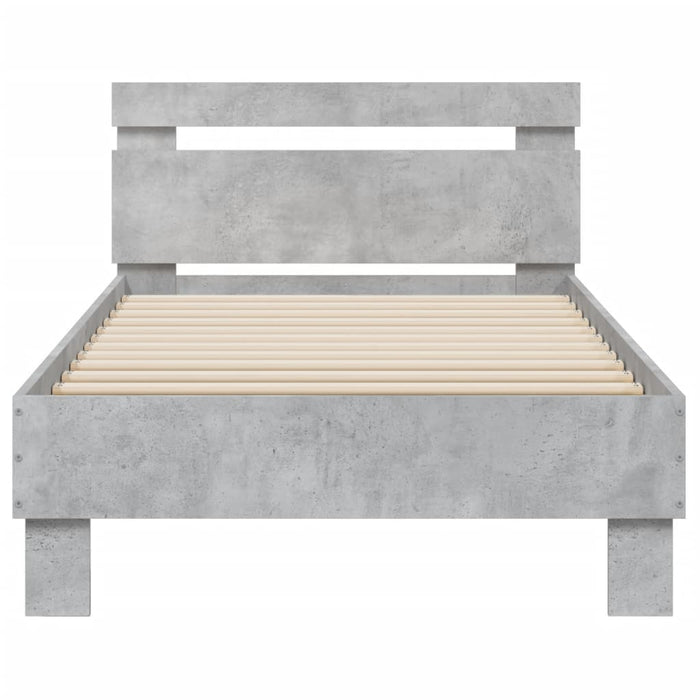 Cadru de pat cu tăblie gri beton 90x200 cm lemn prelucrat - WALTI WALTI