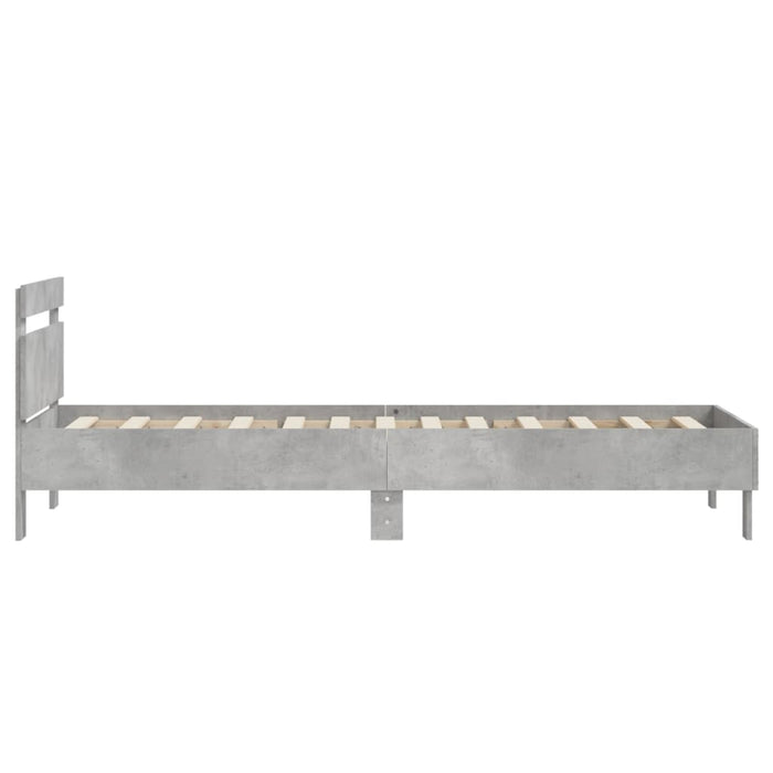 Cadru de pat cu tăblie gri beton 90x200 cm lemn prelucrat - WALTI WALTI