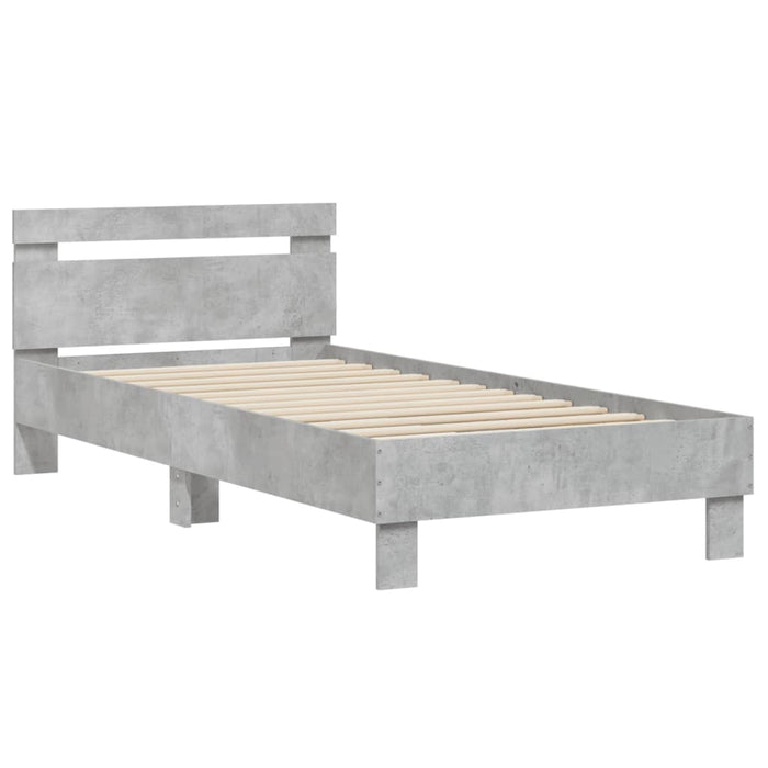 Cadru de pat cu tăblie, gri beton, 75x190 cm, lemn prelucrat - WALTI WALTI