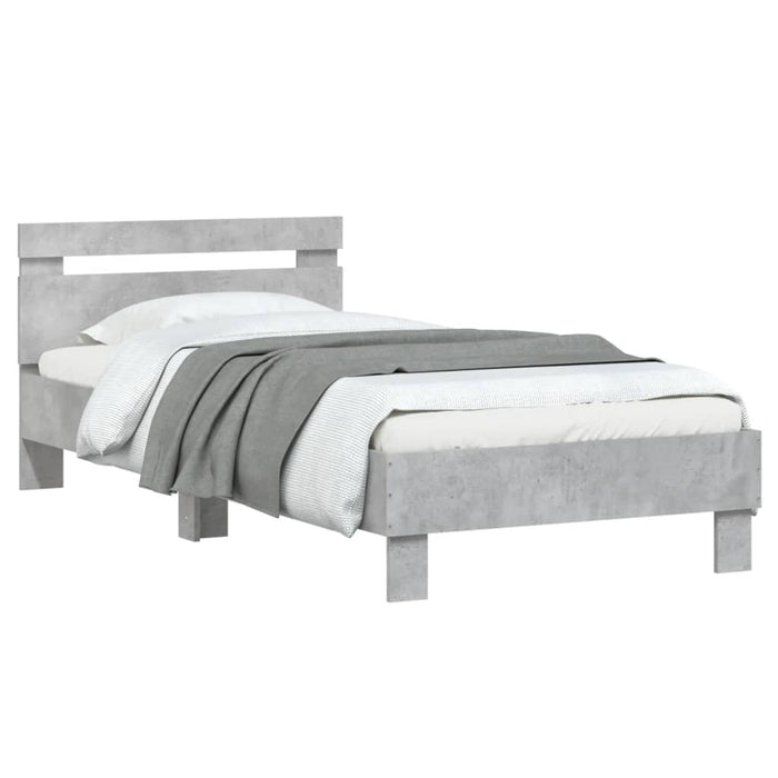 Cadru de pat cu tăblie, gri beton, 75x190 cm, lemn prelucrat - WALTI WALTI