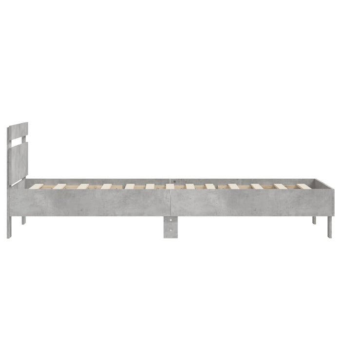 Cadru de pat cu tăblie, gri beton, 75x190 cm, lemn prelucrat - WALTI WALTI