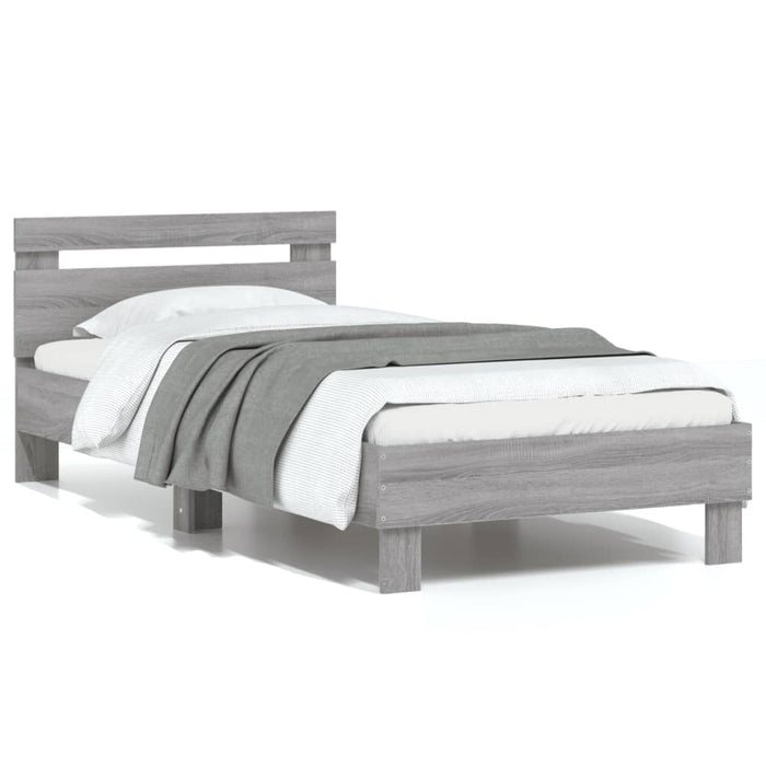 Cadru de pat cu tăblie gri sonoma 75x190 cm lemn prelucrat - WALTI WALTI